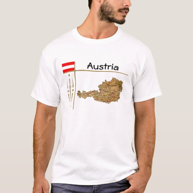 Österreich Karte + Flagge + T - Shirt (Vorderseite)