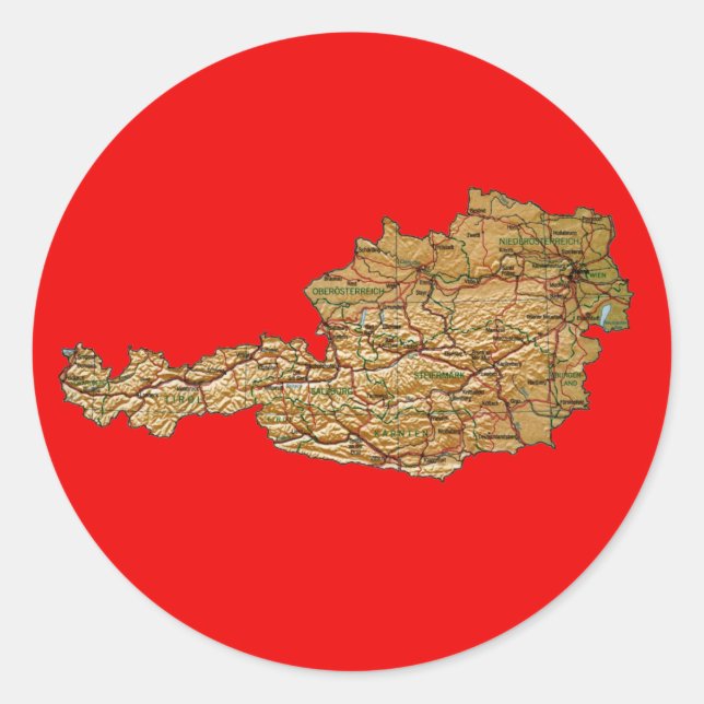 Österreich-Kartenaufkleber Runder Aufkleber (Vorderseite)