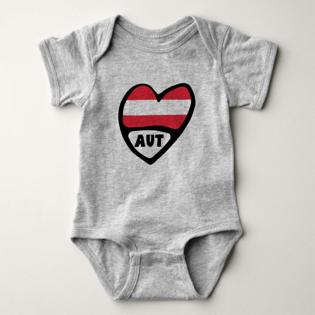 Österreich Ländercode Flag Herz AUT Baby Strampler (Vorderseite)