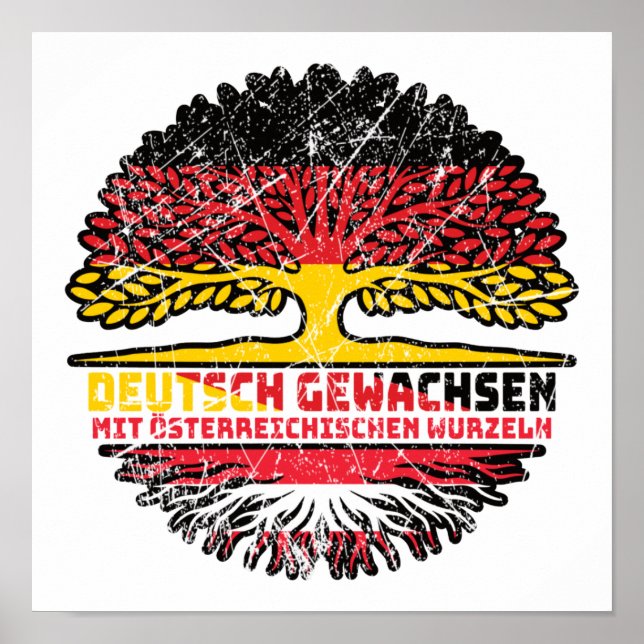 Österreich Österreichisch Deutsch Deutschland Baum Poster (Vorne)