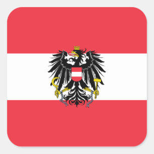 Österreich/österreichische Flagge Quadratischer Aufkleber
