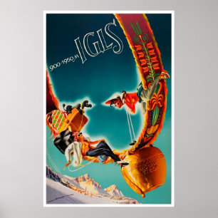 Österreich Reiseplakat Tirol Skidruck Igls Kunst Poster