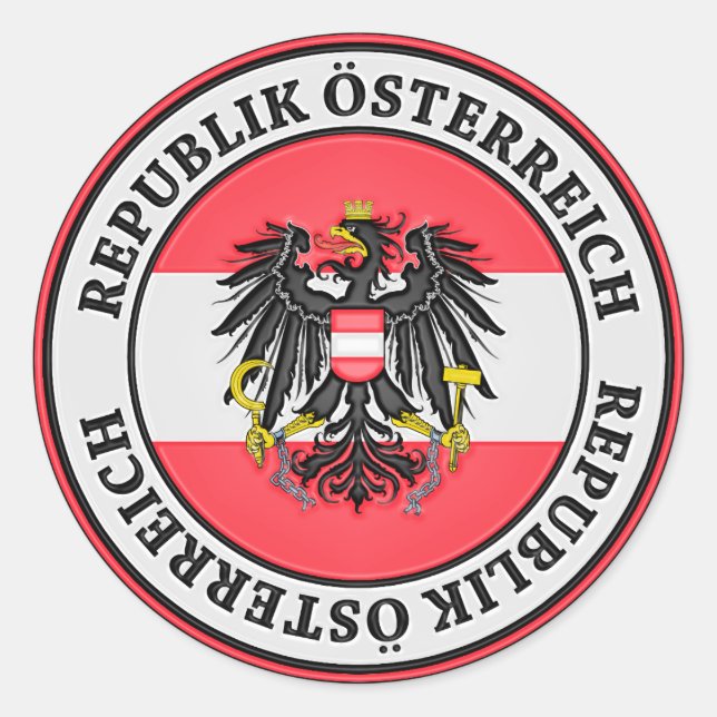 Österreich-RundEmblem Runder Aufkleber (Vorderseite)