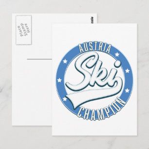 Österreich Schi-Champion Logo Postkarte
