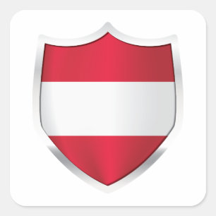 Österreich Silberschild-Flagge Quadratischer Aufkleber