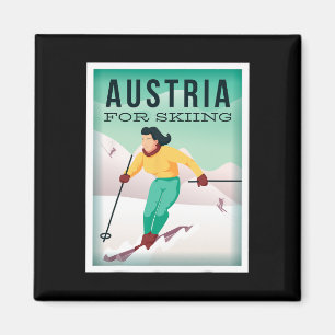 Österreich Skifahren Pistensau und Skihaserl fahre Magnet