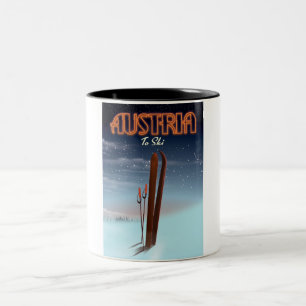 Österreich Skifahren - Winterskifahrplakat zum A Zweifarbige Tasse