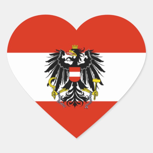 Österreich Staatsflaggenheber Herz-Aufkleber (Vorderseite)