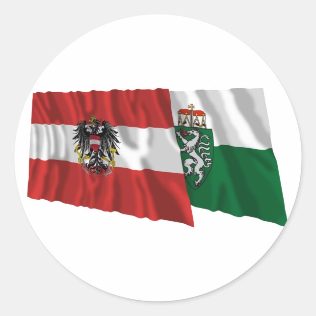 Österreich & Steiermark Waving Flags Runder Aufkleber (Vorderseite)