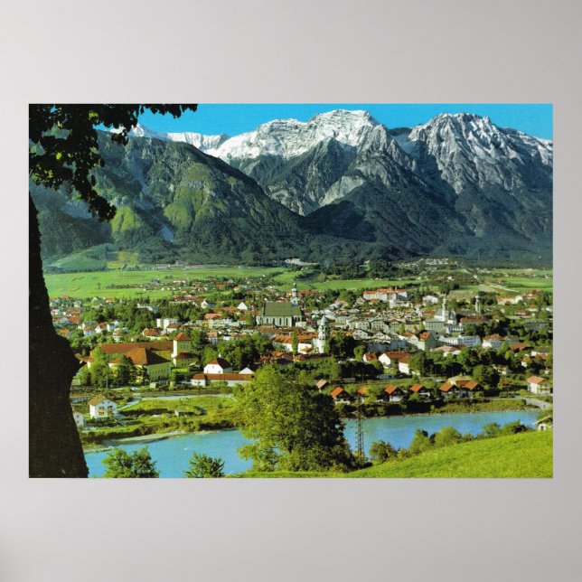 Österreich, Tirol, Solbad Hall und River Inn Poster (Vorne)