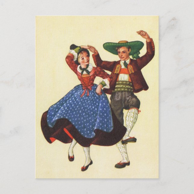 Österreich, Tirol, traditionelle Volkstänzer Postkarte (Vorderseite)
