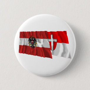 Österreich u. Wien wellenartig bewegende Flaggen Button