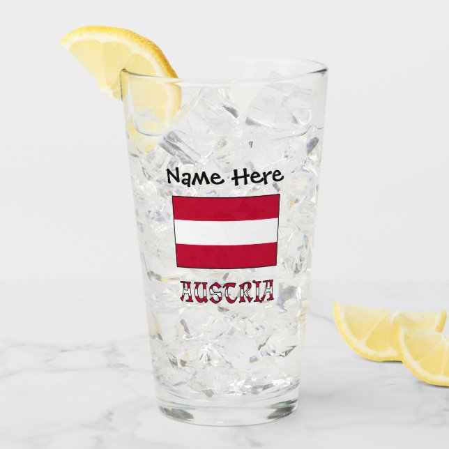 Österreich und die österreichische Flagge Personal Glas (Vorderseite Ice)