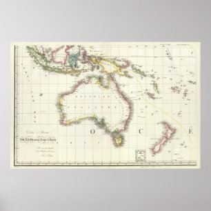 Österreich und Indonesien - vertiefte Karte Poster