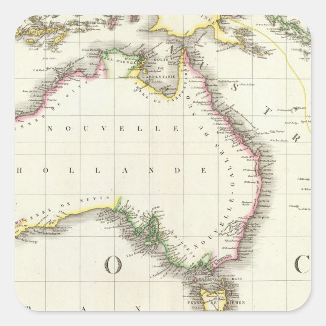 Österreich und Indonesien - vertiefte Karte Quadratischer Aufkleber (Vorderseite)