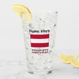 Österreich und österreichische Flagge Personalisie Glas