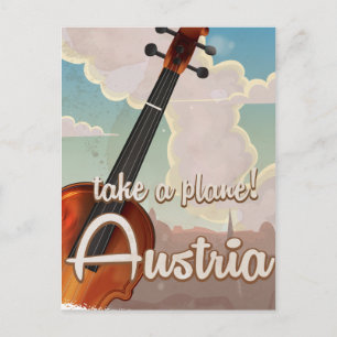 Österreich Violine Vintage-Reiseposter. Postkarte