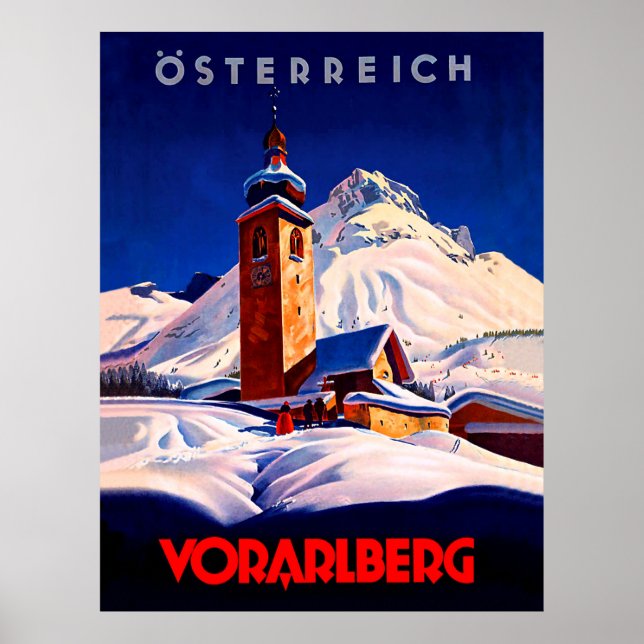 Österreich, Vorarlberg im Winter, Vintage Poster (Vorne)