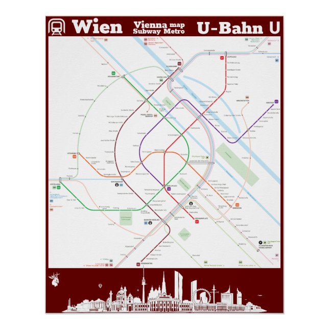 " Österreich: Wien U-Bahn SUBWAYmap ... Poster (Vorderseite)