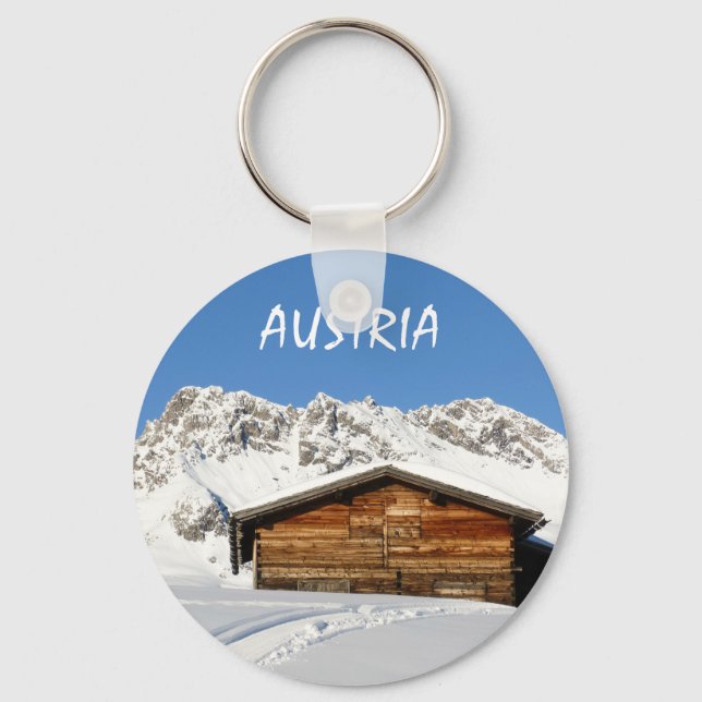 Österreich Winter in den Alpen Souvenir Schlüsselanhänger (Vorderseite)