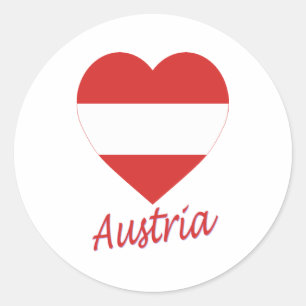 Österreich (zivil) Flaggenherz Runder Aufkleber