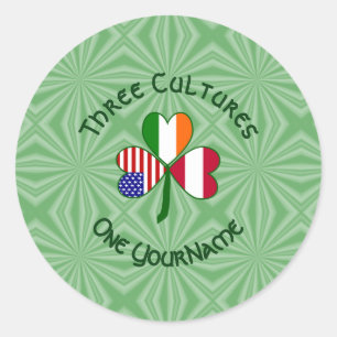 Österreichisch Irisch Amerikanischer Shamrock Pers Runder Aufkleber