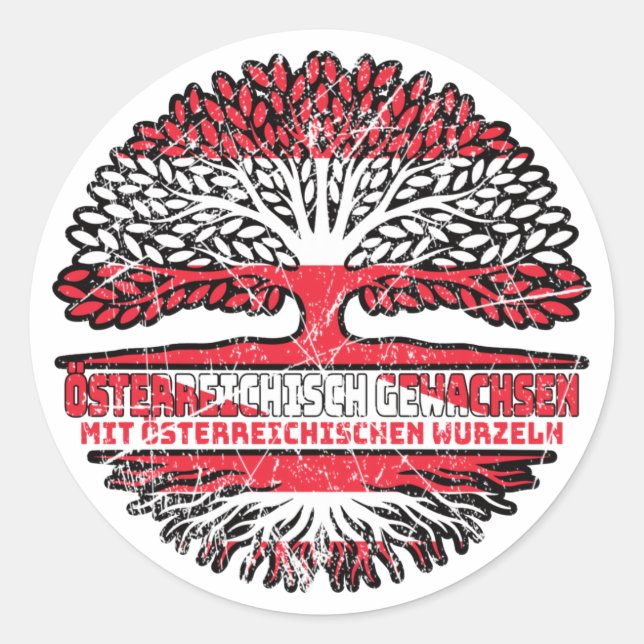 Österreichisch Österreich Baum Wurzel Frist Fahne Runder Aufkleber (Vorderseite)