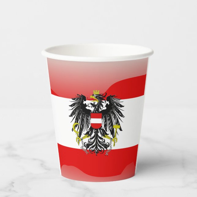 Österreichische Fahne-Wappenpapiertassen Pappbecher (Vorderseite)
