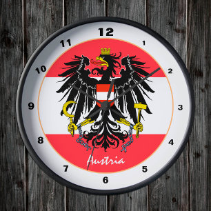 Österreichische Flagge, Adler & Österreich Mode /D Runde Wanduhr