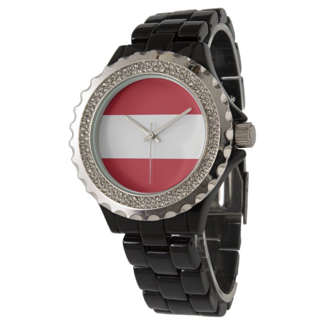 Österreichische Flagge Armbanduhr (Schrägansicht)