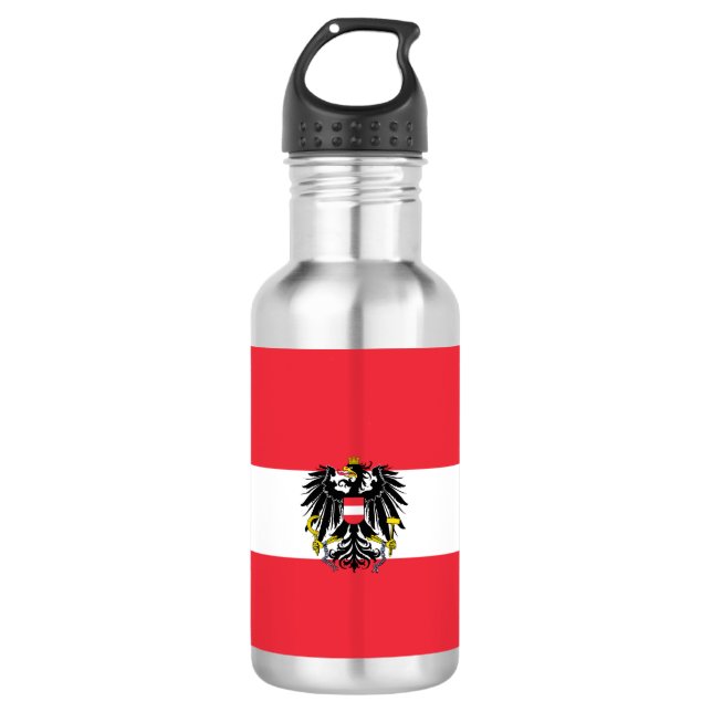 Österreichische Flagge Edelstahlflasche (Vorderseite)