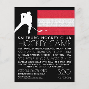 Österreichische Flagge, Hockey-Spieler, Camp-Werbu Flyer