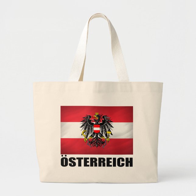 Österreichische Flagge und Wappen Jumbo Stoffbeutel (Vorne)