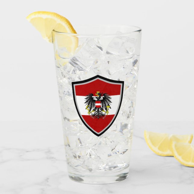 Österreichische Flaggenwappen Glas (Vorderseite Ice)