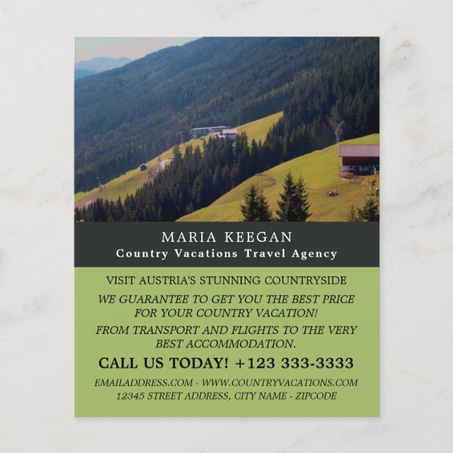 Österreichische Landschaft, Reiseagentur Werbung Flyer (Vorne)