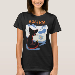 Österreichischer Alpenfuchs Schnee Retro Reise T-Shirt