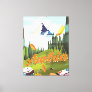Österreichisches Cartoon-Reiseplakat Leinwanddruck
