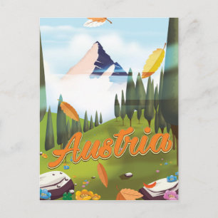 Österreichisches Cartoon-Reiseplakat Postkarte