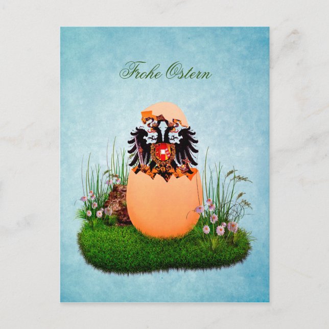Österreichisches Empire-Wappen "Frohe Ostern" Postkarte (Vorderseite)