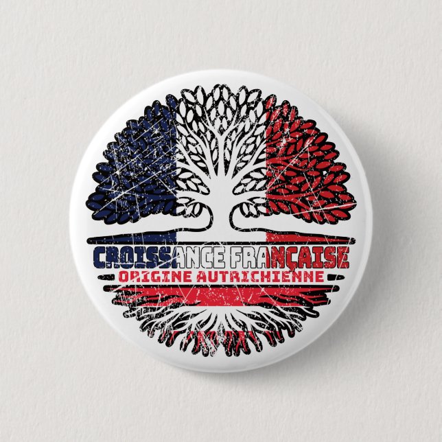 Österreichisches Französisch-Frankreich-Tree-Roots Button (Vorderseite)