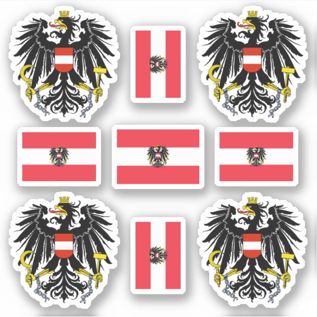 Österreichisches Wappen und Flagge Aufkleber (Vorderseite)