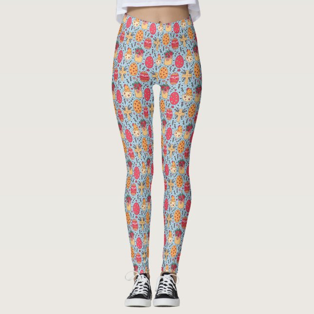 Osterreligiöse, handgezeichnete Kunst Leggings (Vorderseite)