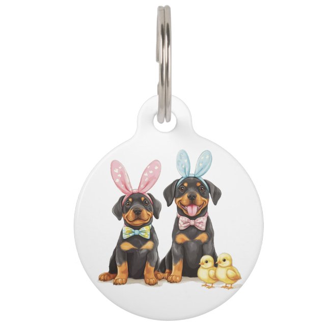 Osterrottweiler Hunde Sonnige Ohren Haustiermarke (Vorderseite)