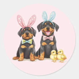 Osterrottweiler Hunde Sonnige Ohren Runder Aufkleber