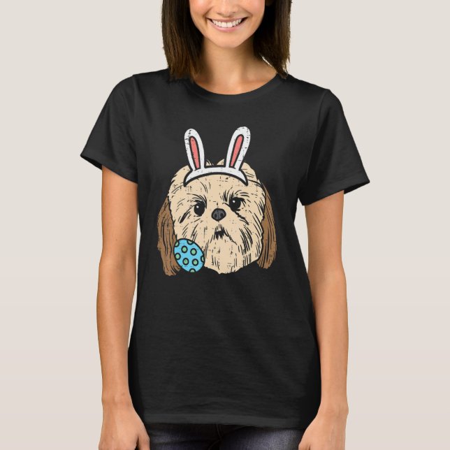 Osterschih Tzu Bunny Face Egg Niedlicher Hund Männ T-Shirt (Vorderseite)