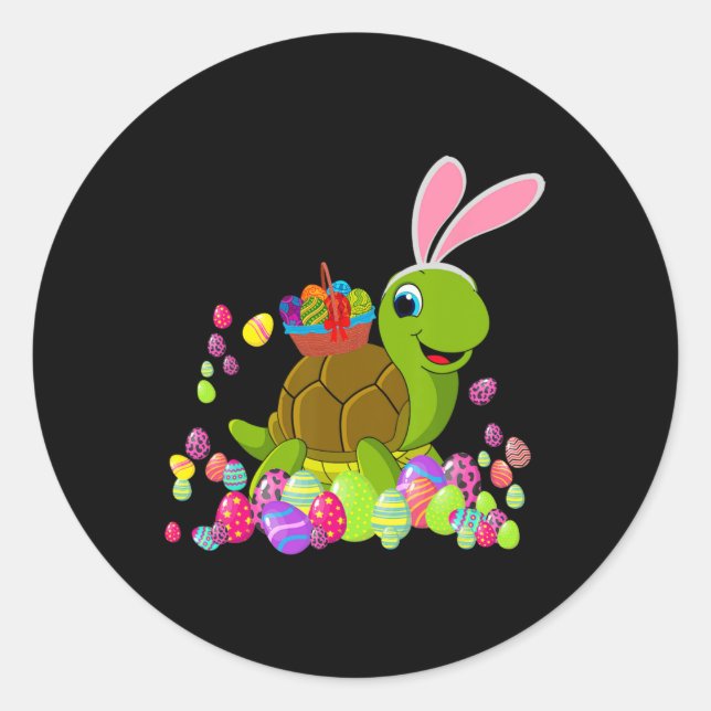 Osterschildkröte Lover Bunny Turtle Holding Easter Runder Aufkleber (Vorderseite)