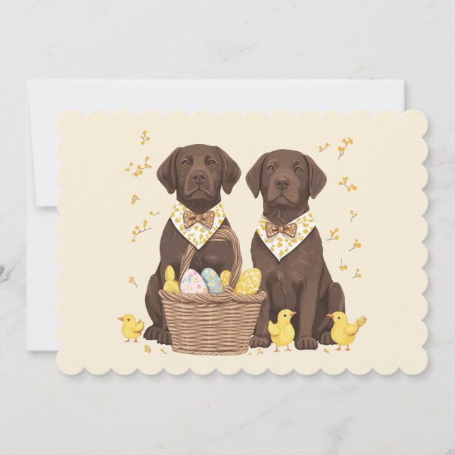 Osterschokoladenhunde Retriever Feiertagskarte (Vorderseite)