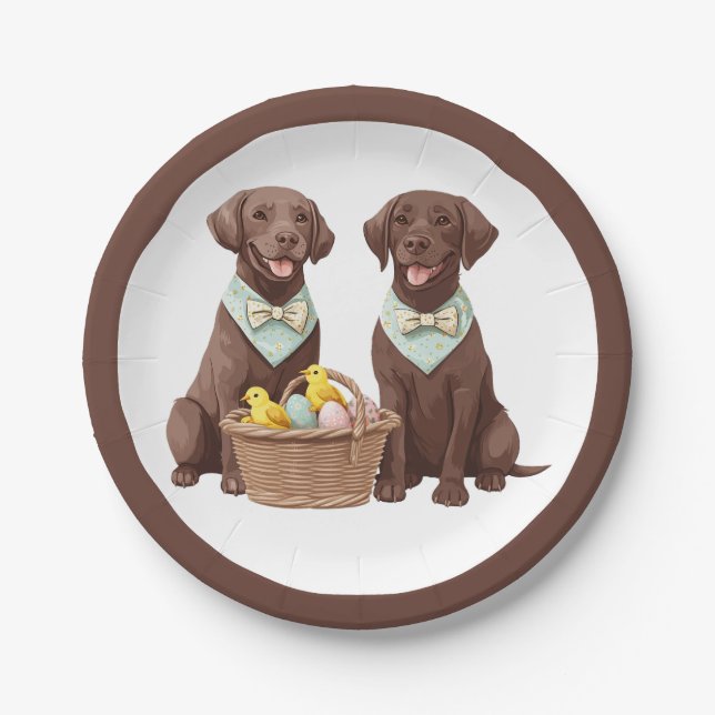 Osterschokoladenhunde Retriever Pappteller (Vorderseite)