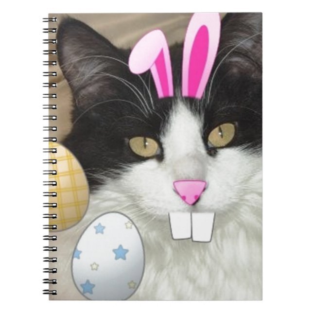 Osterschwarz-weiße Katze Notizblock (Vorderseite)