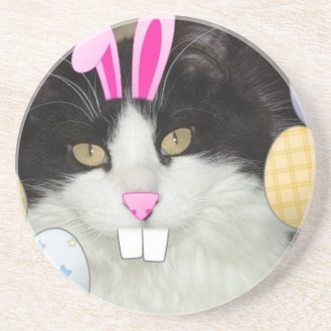Osterschwarz-weiße Katze Untersetzer (Vorne)